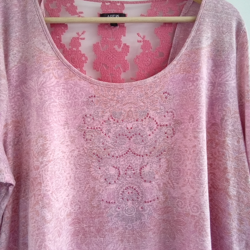 Apt. 9 Pink Ombre Lace-Back Scoop-Neck Tunic Top, Size 2X - Picture 3 of 10